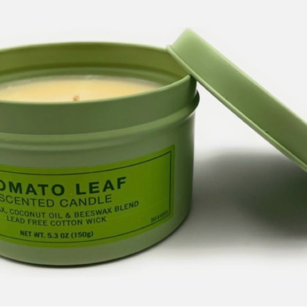 Soy wax coconut beewax blends candle Tomato Leaf in sage tin Trader Joe’s 5.3oz - Picture 3 of 7